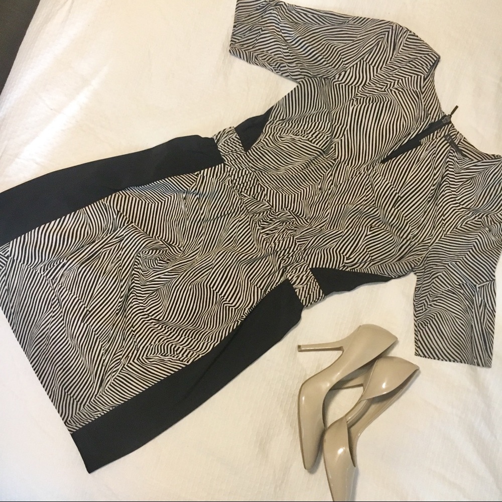 Armani Exchange Black and White Zipper Dress